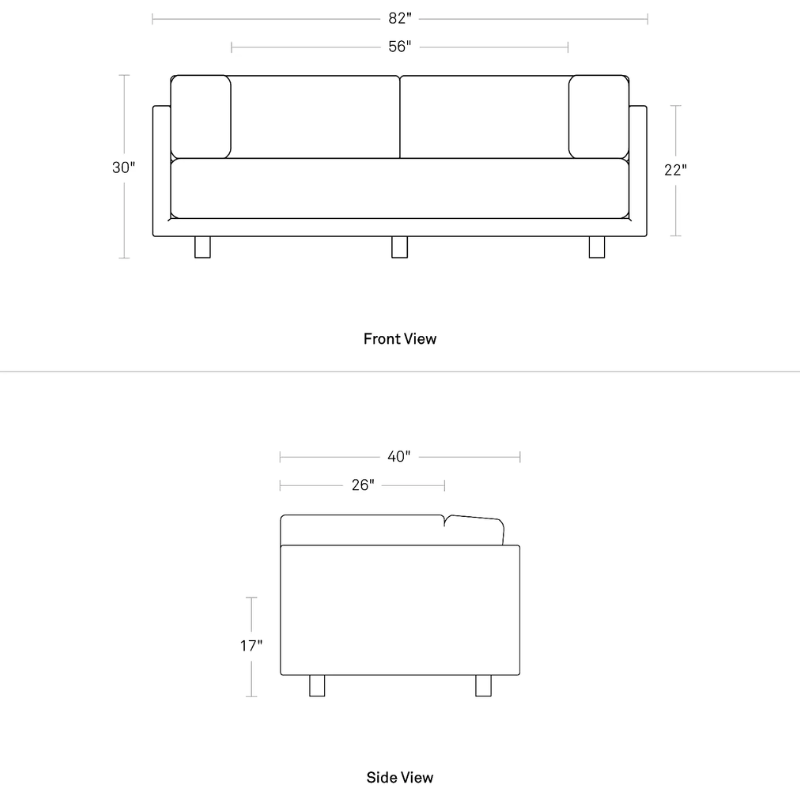 The Sunday 82 inch Sofa from Blu Dot dimensions.