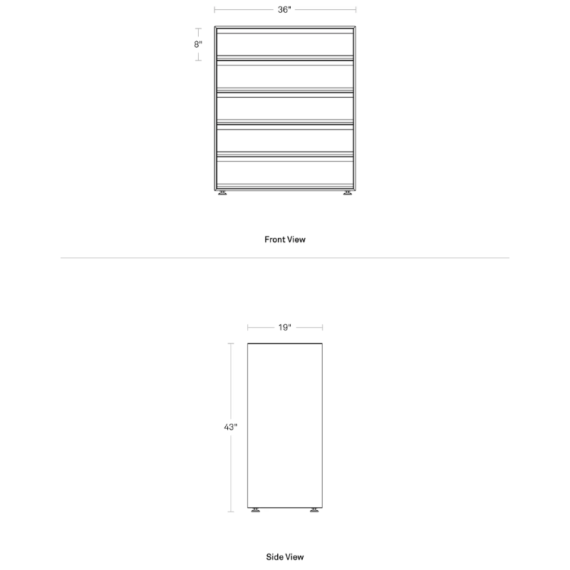 The Superchoice 5 Drawer Dresser from Blu Dot dimensions.