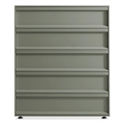 The Superchoice 5 Drawer Dresser from Blu Dot in grey green.