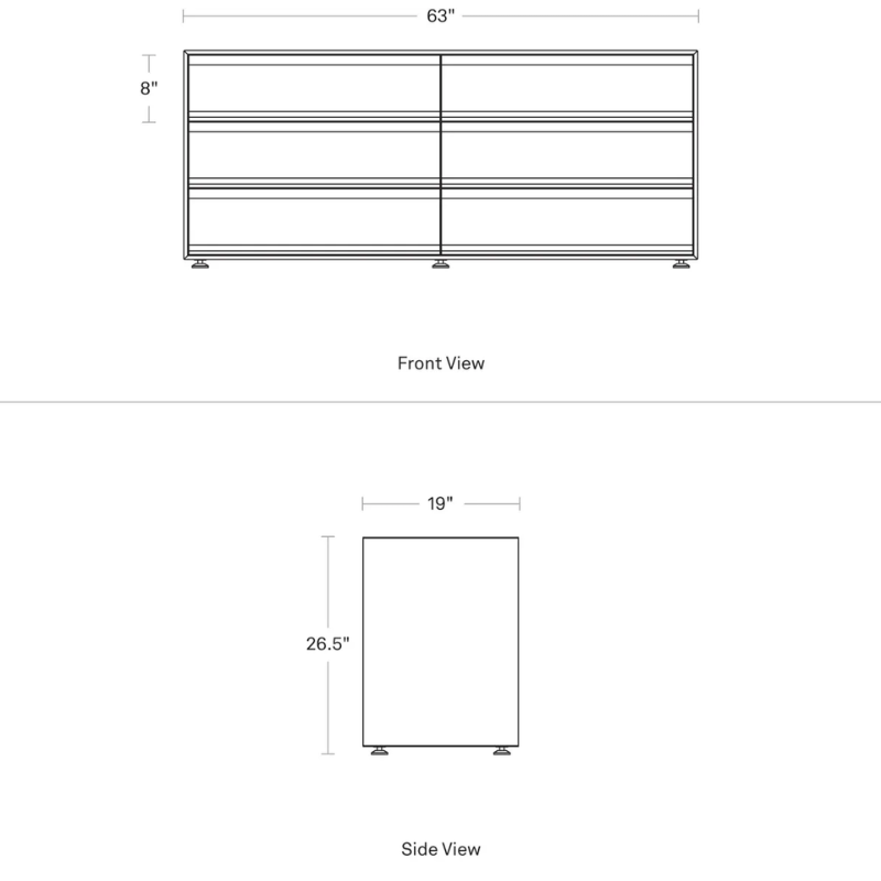 The Superchoice 6 Drawer Dresser from Blu Dot dimensions.