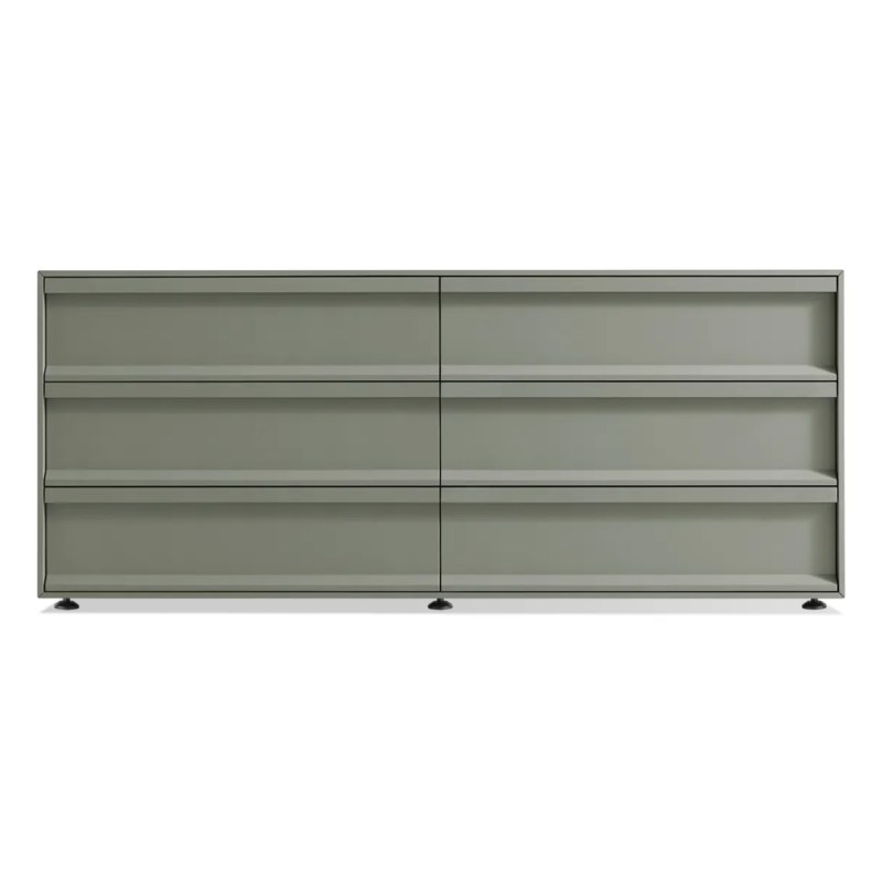 The Superchoice 6 Drawer Dresser from Blu Dot in grey green.