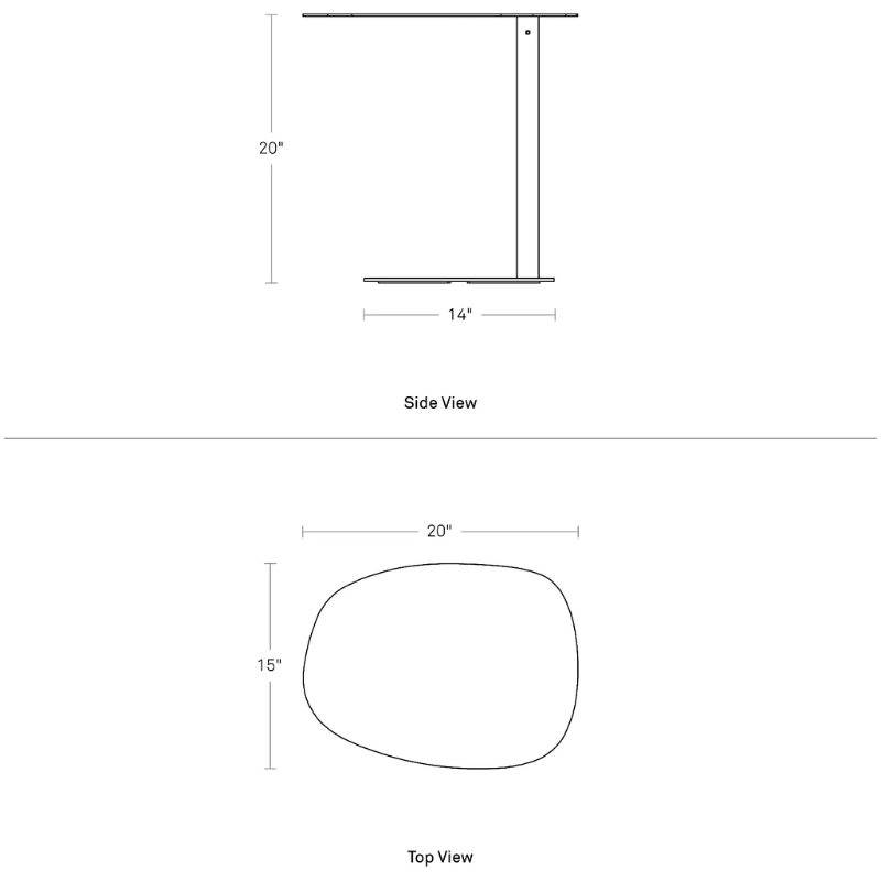 The Swole Small Table from Blu Dot dimensions.