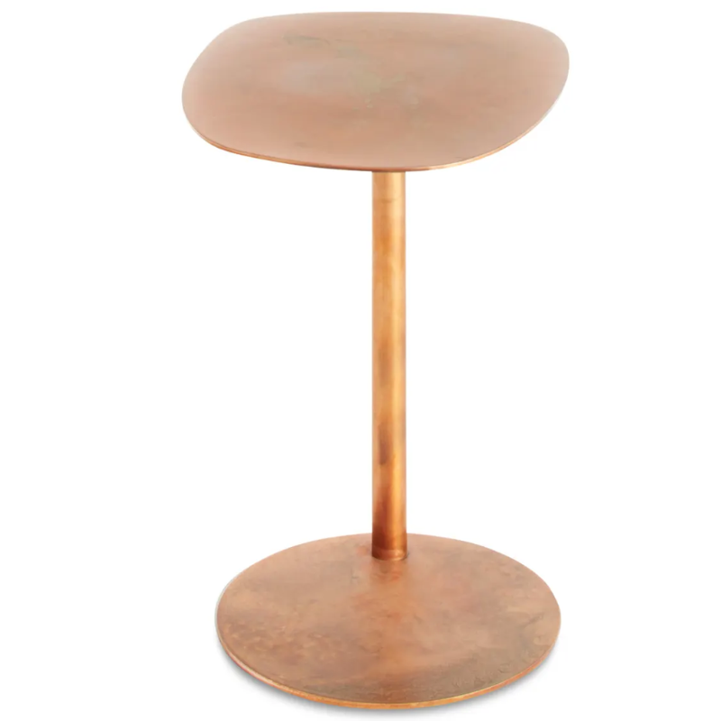 The Swole Tall Table from Blu Dot in copper from a top angle.