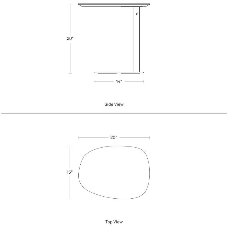 The Swole Wood Small Table from Blu Dot dimensions.