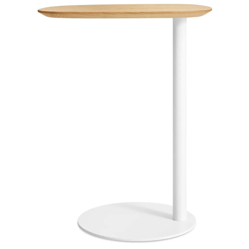 The Swole Wood Tall Table from Blu Dot with a white oak top and white base.