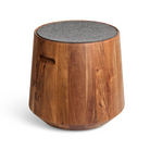 The Turn Stool from Blu Dot with a heathered graphite felt top from a top angle.