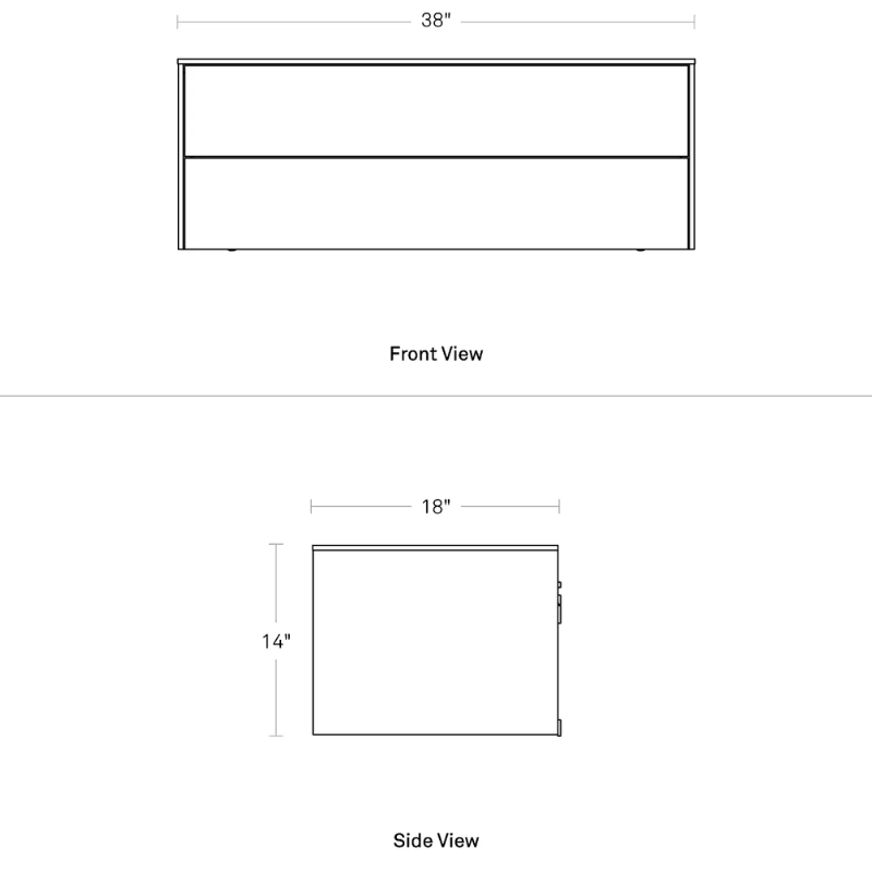 The Wonder Wall 2.0 2 Drawer Cabinet from Blu Dot dimensions.