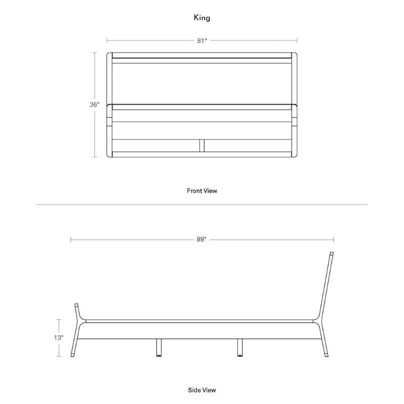 The king-size Woodrow Bed from Blu Dot dimensions.