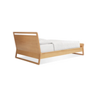 The twin-size Woodrow Bed from Blu Dot made with white oak from the back at an angle.