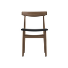 Eikund dining chair oak with black leather seat pad