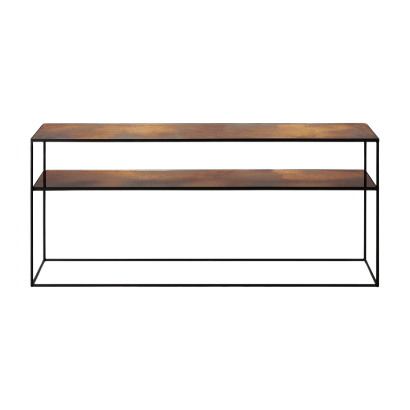 The Aged Sofa Console from Ethnicraft in copper bronze.