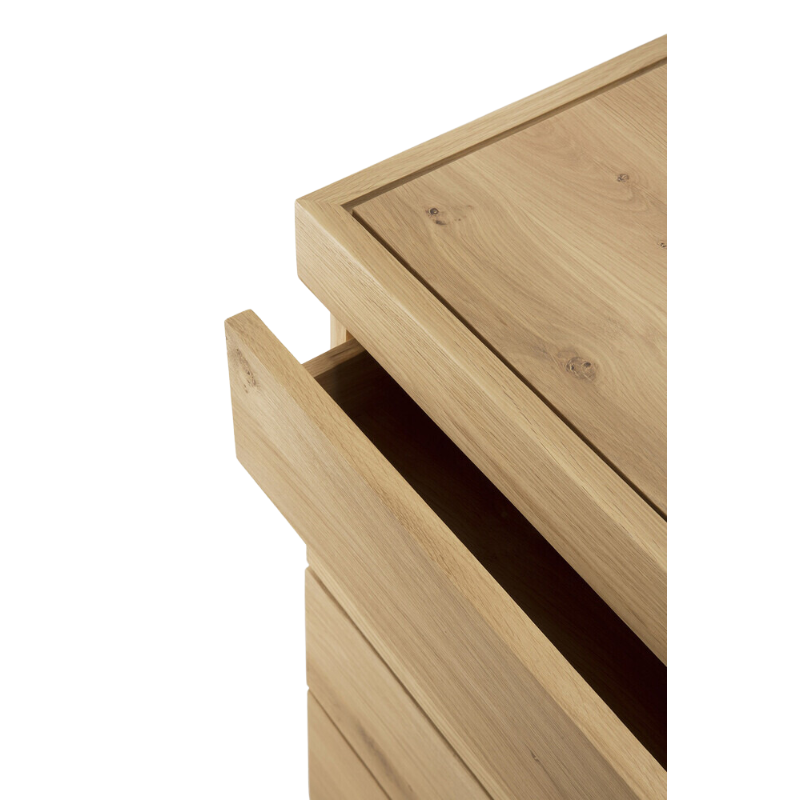 Burger Dresser by Ethnicraft made of solid light oak open drawers up close detail