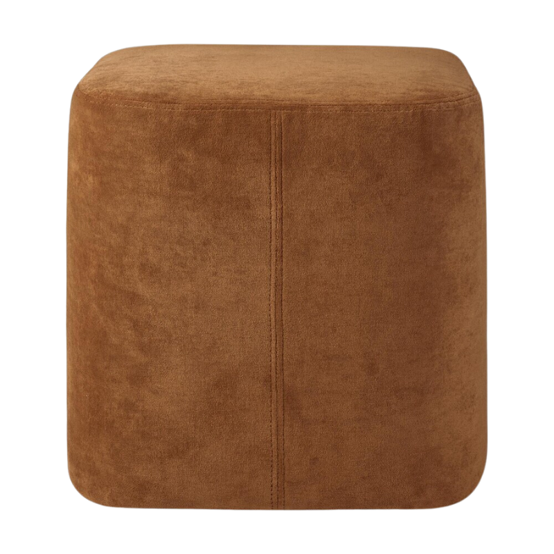 The Cube Pouf from Ethnicraft in cinnamon from the back.