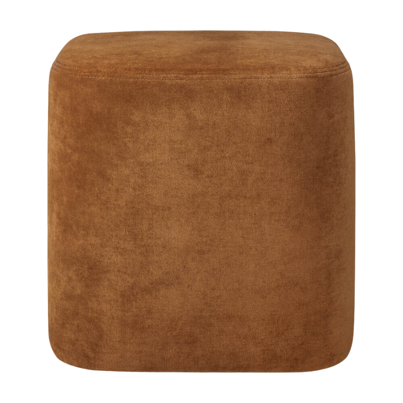 The Cube Pouf from Ethnicraft in cinnamon.