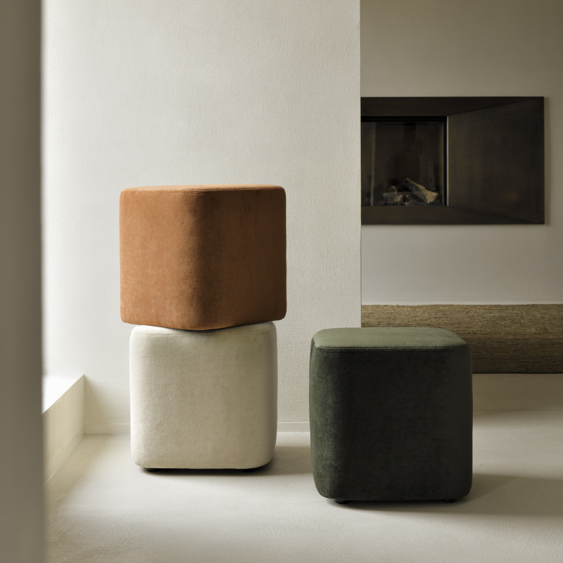 The Cube Pouf from Ethnicraft in a living space.