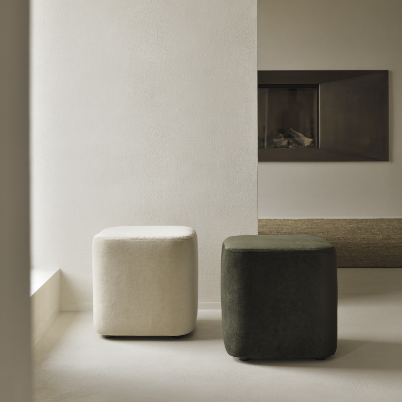 The Cube Pouf from Ethnicraft in a lounge.