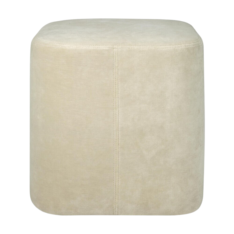 The Cube Pouf from Ethnicraft in sand from the back.