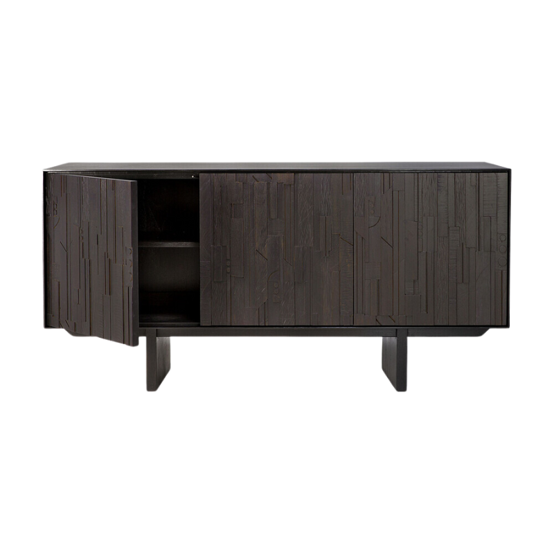 The Mosaic Sideboard from Ethnicraft 67 inch with an open door.