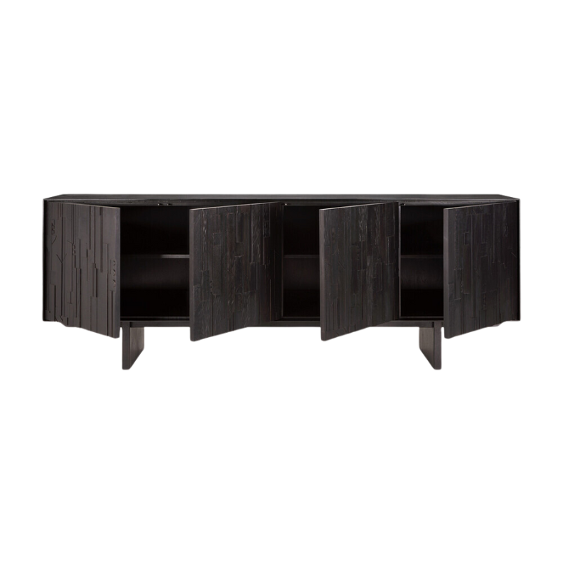 The Mosaic Sideboard from Ethnicraft 89.5 inch with four open doors.