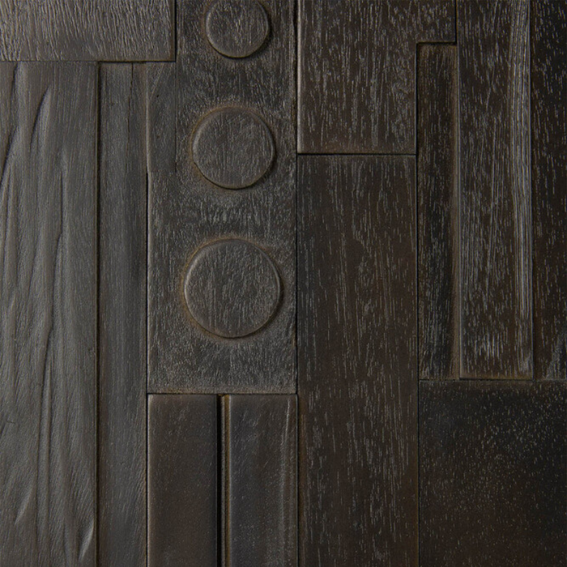 The Mosaic Sideboard from Ethnicraft showing the hand-carved wood in detail.