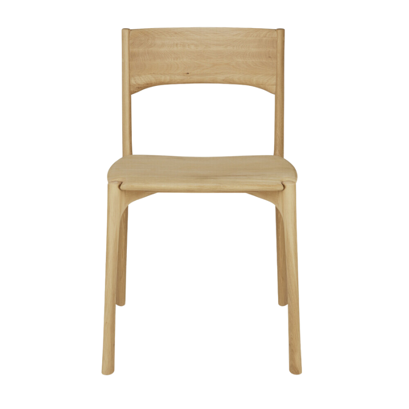 The PI Dining Chair from Ethnicraft without an armrest from the front.