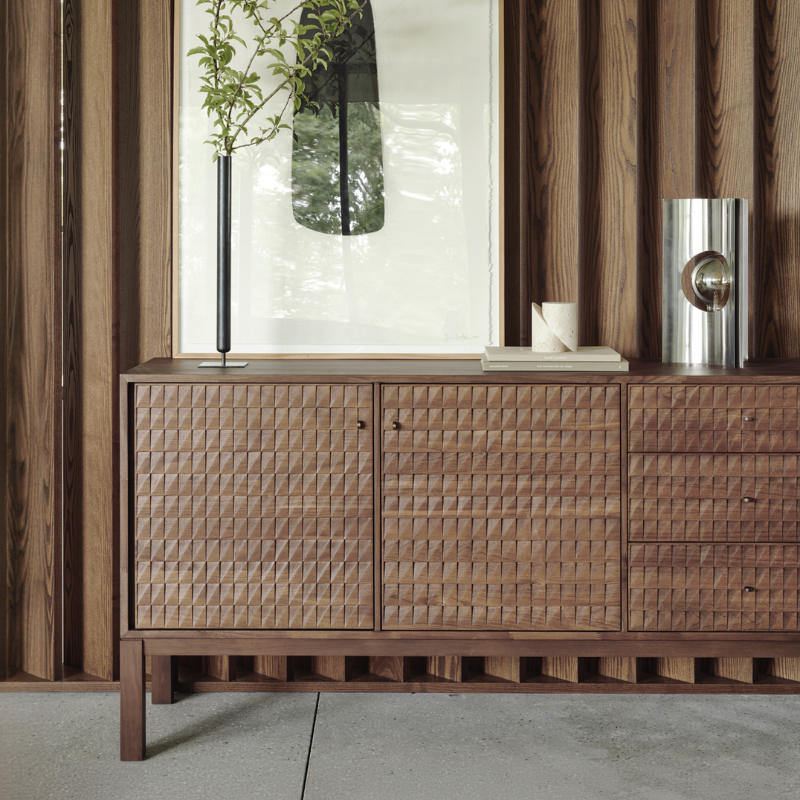 The Sono Sideboard from Ethnicraft 68 inch size in a living room.