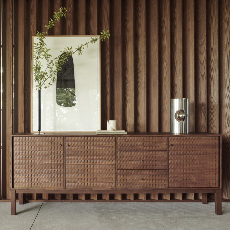 The Sono Sideboard from Ethnicraft 90 inch size in a lounge.