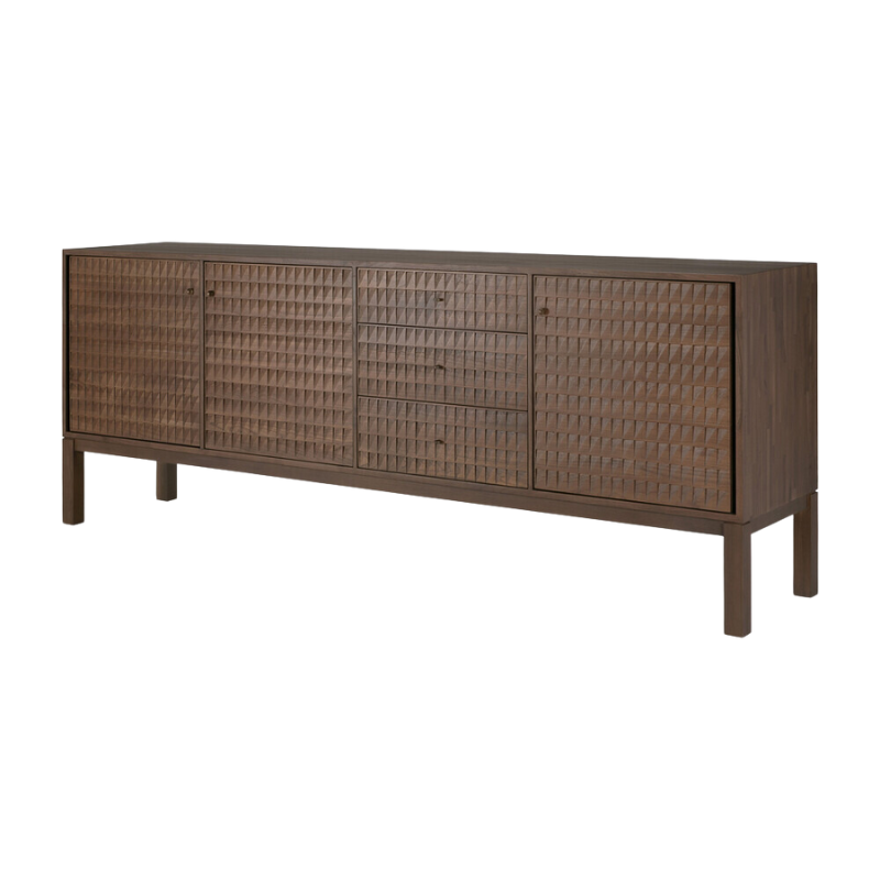 The Sono Sideboard from Ethnicraft 90 inch size from the side.