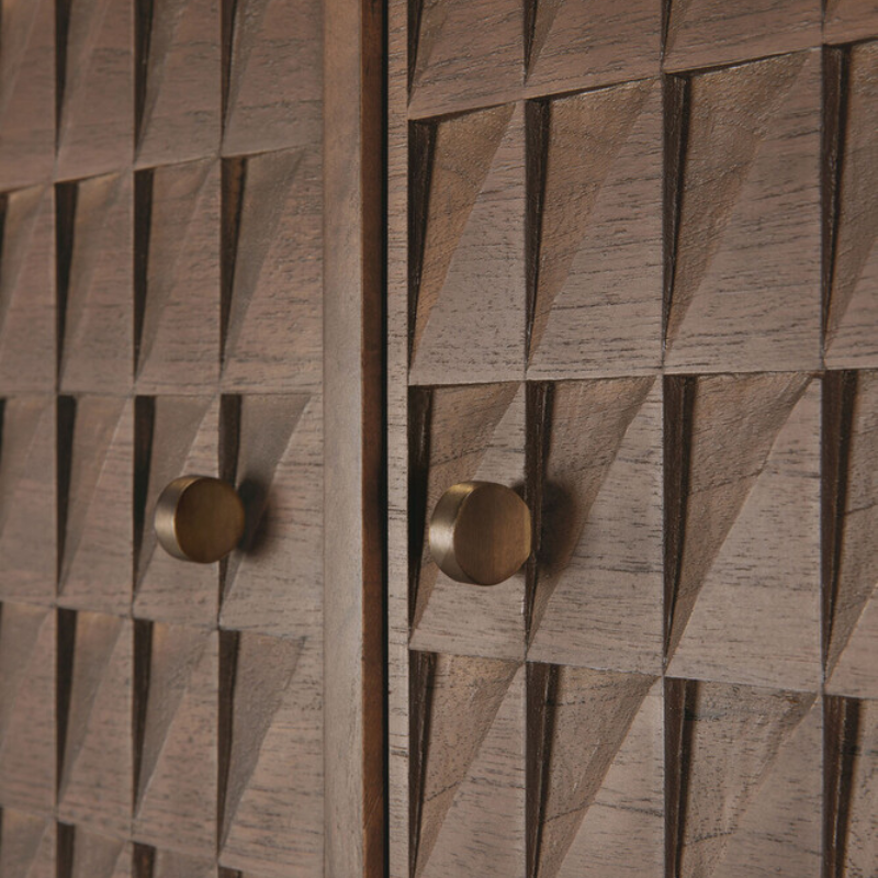 The Sono Sideboard from Ethnicraft highlighting the brass handles.