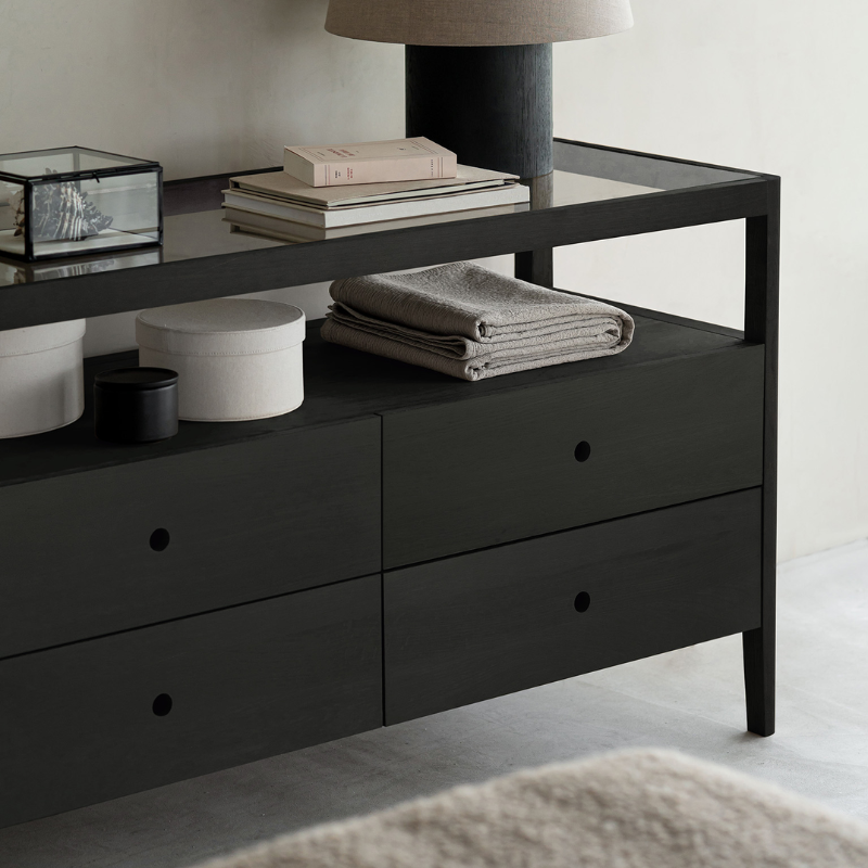 The Spindle Dresser from Ethnicraft in a lounge.