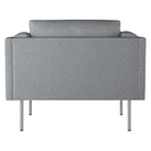 The Bolster Armchair from Herman Miller in heathered cool grey, cozy upholstery from the back.