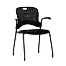 The Caper Stacking Chair from Herman Miller in black with fixed arms and carpet glide.