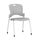 The Caper Stacking Chair from Herman Miller in fog with no arms and carpet glides.