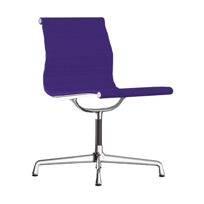 The Eames Aluminum Group Side Chair from Herman Miller in dark violet hopsak fabric.