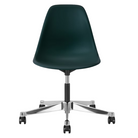 The Eames Molded Plastic Task Side Chair from Herman Miller in evergreen.