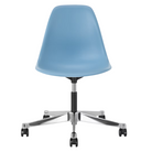 The Eames Molded Plastic Task Side Chair from Herman Miller in pale blue.