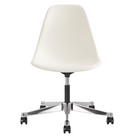 The Eames Molded Plastic Task Side Chair from Herman Miller in white.