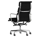 The Eames Soft Pad Executive Chair from Herman Miller in onyx messenger fabric from the back.