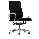 The Eames Soft Pad Executive Chair from Herman Miller in onyx messenger fabric.