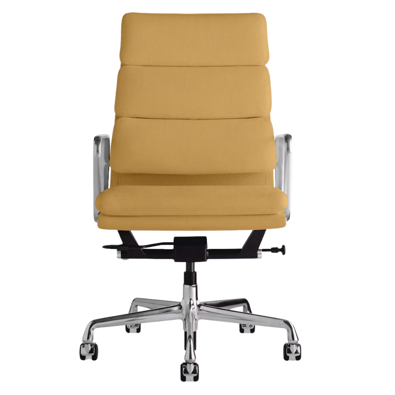 The Eames Soft Pad Executive Chair from Herman Miller in yarrow prone leather.