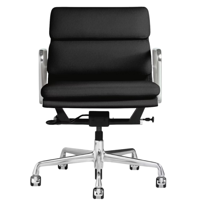 The Eames Soft Pad Management Chair from Herman Miller in obsidian prone leather.