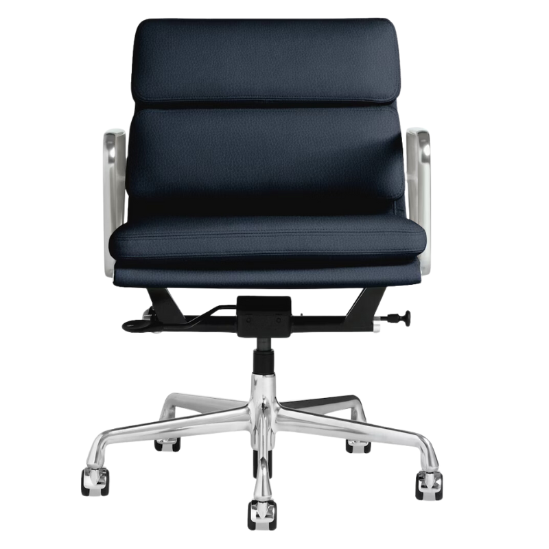 The Eames Soft Pad Management Chair from Herman Miller in sail prone leather.