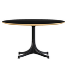 The Nelson Pedestal Coffee Table from Herman Miller with black table top and black base.