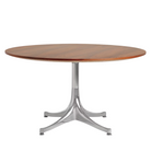 The Nelson Pedestal Coffee Table from Herman Miller with Santos Palisander table top and polished aluminum base.