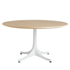 The Nelson Pedestal Coffee Table from Herman Miller with white ash table top and white base.