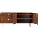 The Nelson Thin Edge Buffet from Herman Miller in Santos Palisander with two open doors.