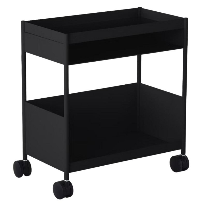 The OE1 Trolley from Herman Miller with top shelf and bottom shelf black color.