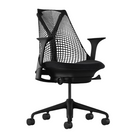 The Sayl Chair from Herman Miller in black with fixed arms, seat, and no lumbar support.