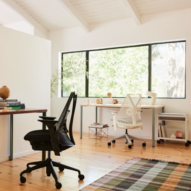 The Sayl Chair from Herman Miller in black in an office.