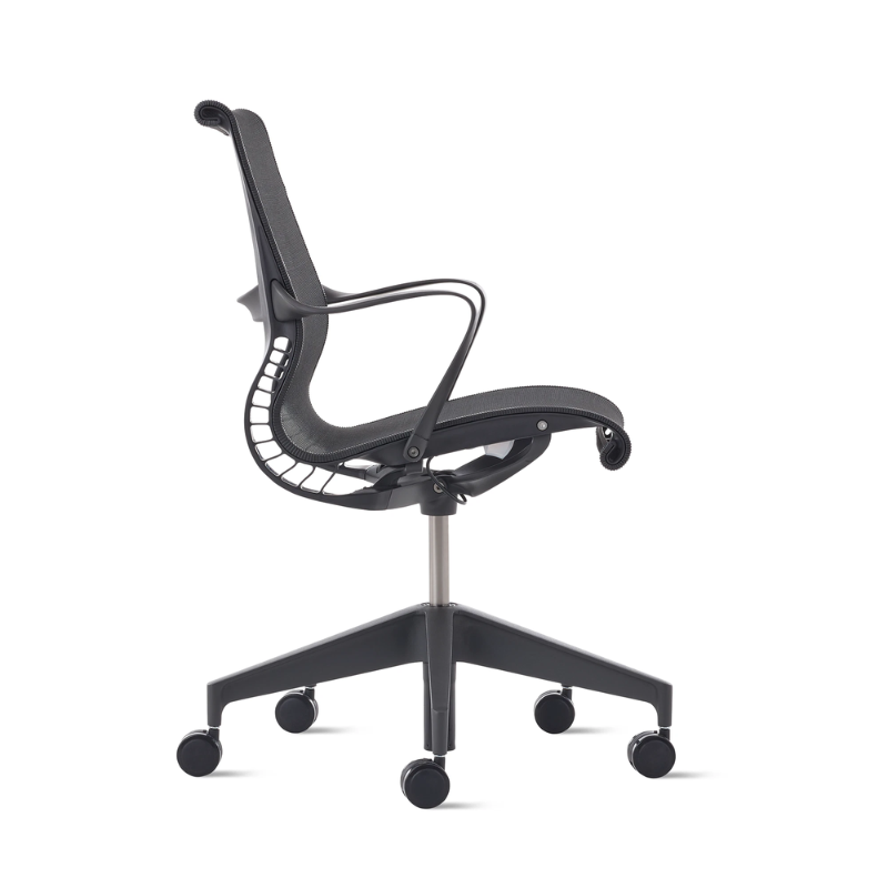 The Setu Chair from Herman Miller in graphite from the side.